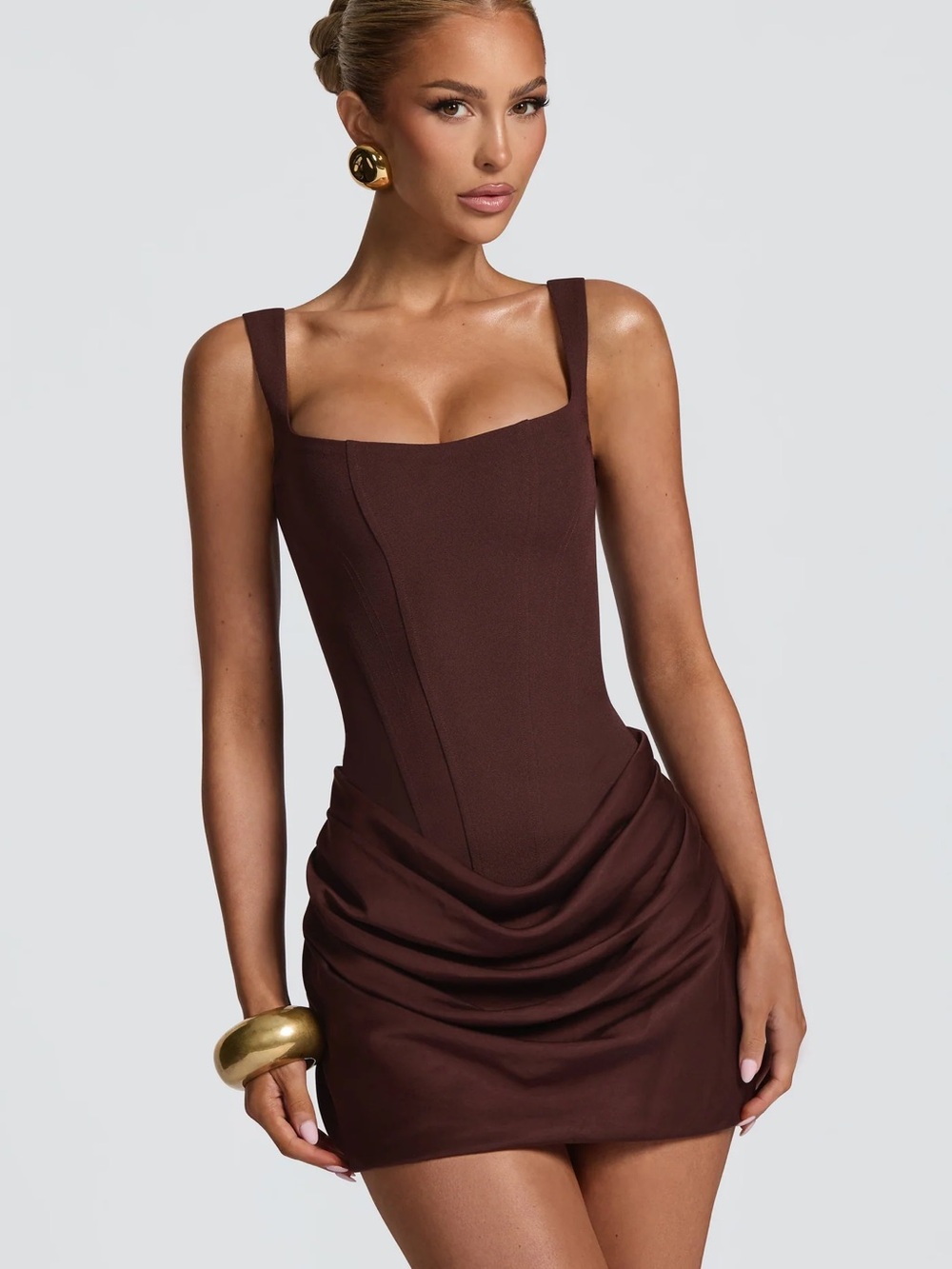 Babyboo Cornelia Mini Dress Plum Brown Size M New